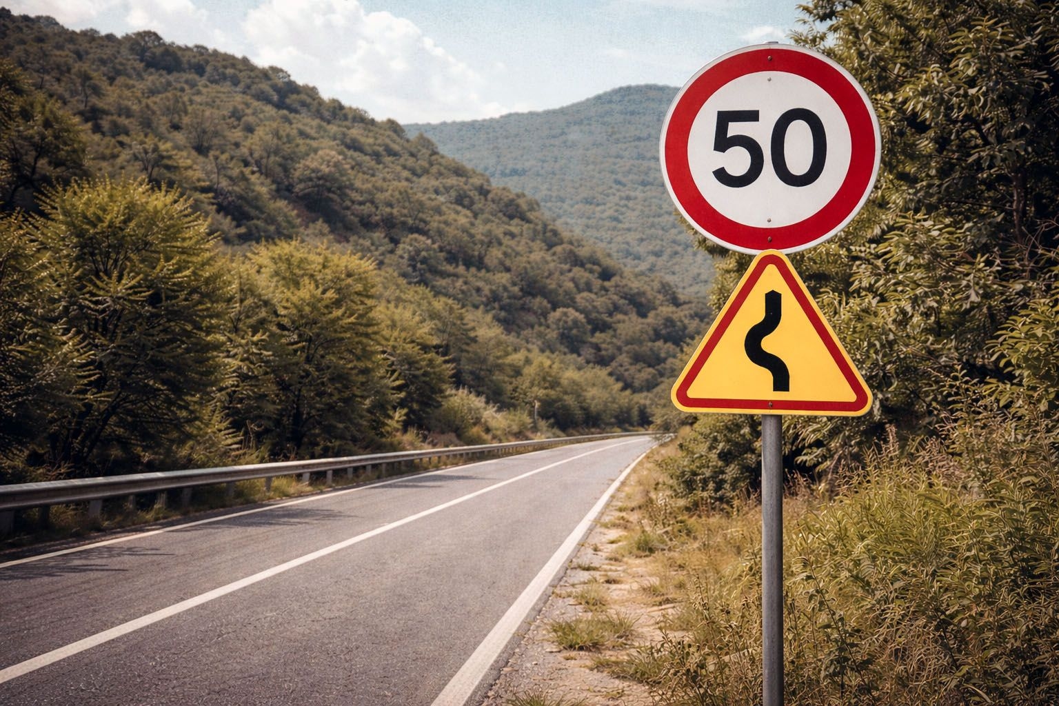 A highway image illustrating driving in Albania